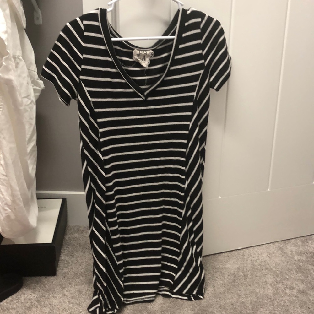 Striped shirt v-neck dresss